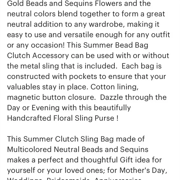 NWOT Hand beaded floral clutch - Picture 9 of 10